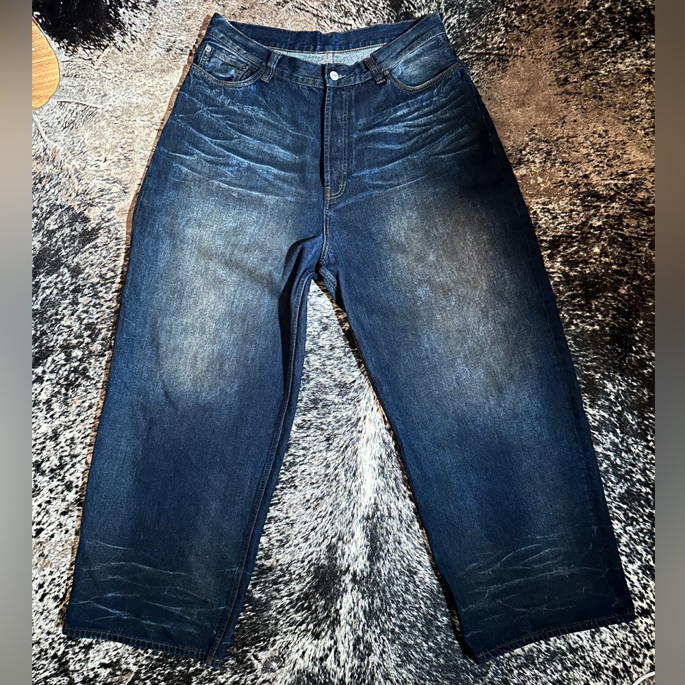 Acne Mens Darkside Leather Relaxed Fit Jeans